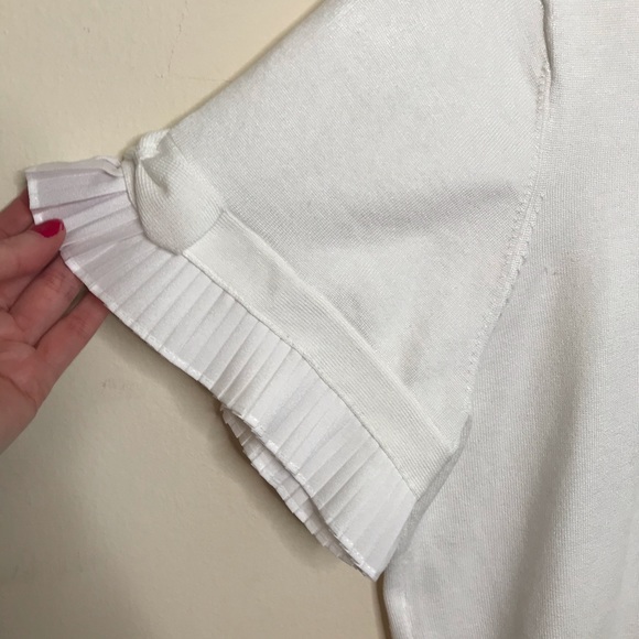 Karl Lagerfeld Top Beaded Neckline Ruffle Sleeve - Picture 7 of 9